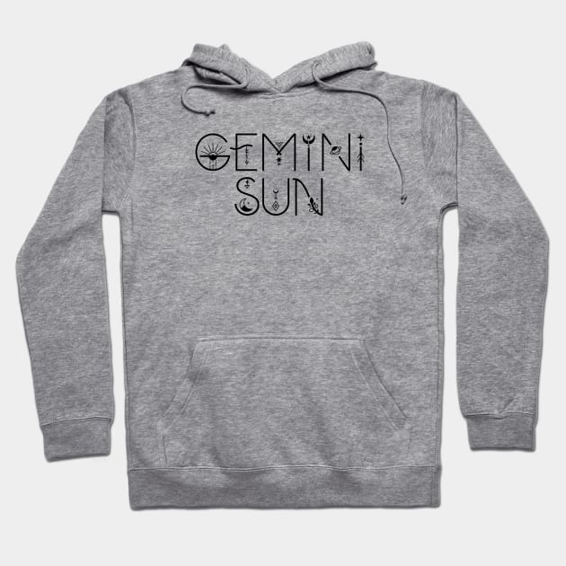 Gemini sun sign celestial typography Hoodie by lilacleopardco